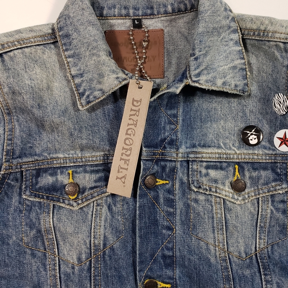 Wolfgang Dragonfly Jean Jacket YOUTH Sz L The Who Band Madison Square NY Patches - Picture 10 of 14